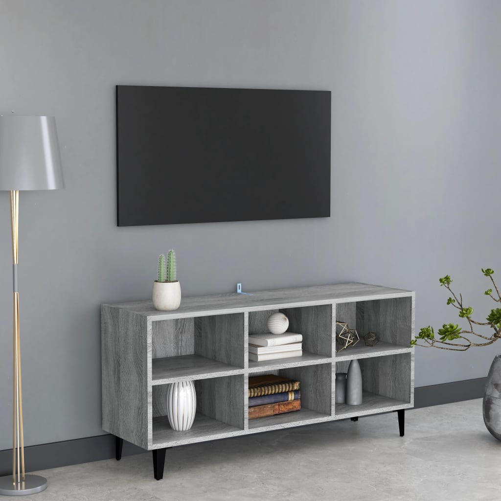 Mobile TV con Gambe-Credenza TV-Console TV in Metallo Grigio Sonoma 103,5x30x50 cm
