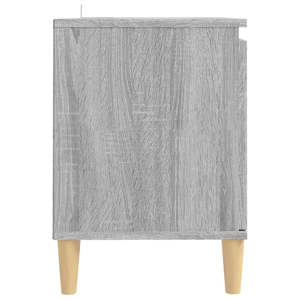 Mobile TV-Credenza TV-Console TV Gambe in Legno Massello Grigio Sonoma 103,5x35x50 cm