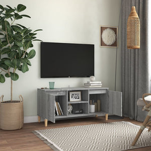 Mobile TV Gambe in Legno Massello Grigio Sonoma 103,5x35x50 cm cod mxl 33982