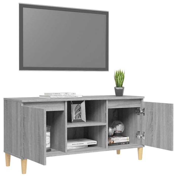 Mobile TV Gambe in Legno Massello Grigio Sonoma 103,5x35x50 cm cod mxl 33982
