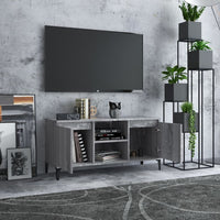 Mobile TV con Gambe-Credenza TV-Console TV in Metallo Grigio Sonoma 103,5x35x50 cm