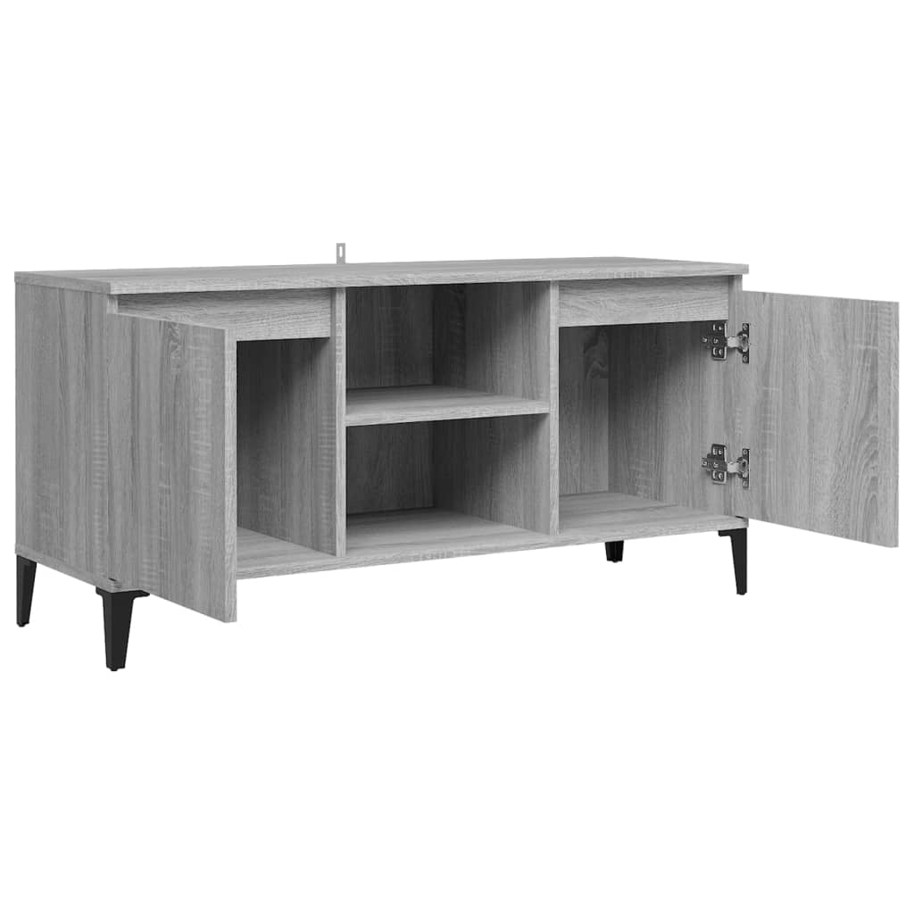 Mobile TV con Gambe-Credenza TV-Console TV in Metallo Grigio Sonoma 103,5x35x50 cm