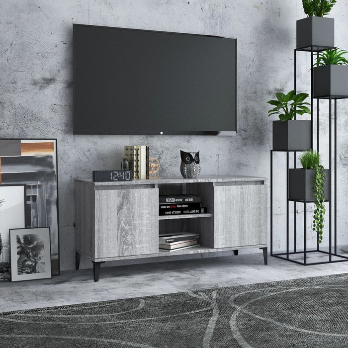 Mobile TV con Gambe-Credenza TV-Console TV in Metallo Grigio Sonoma 103,5x35x50 cm