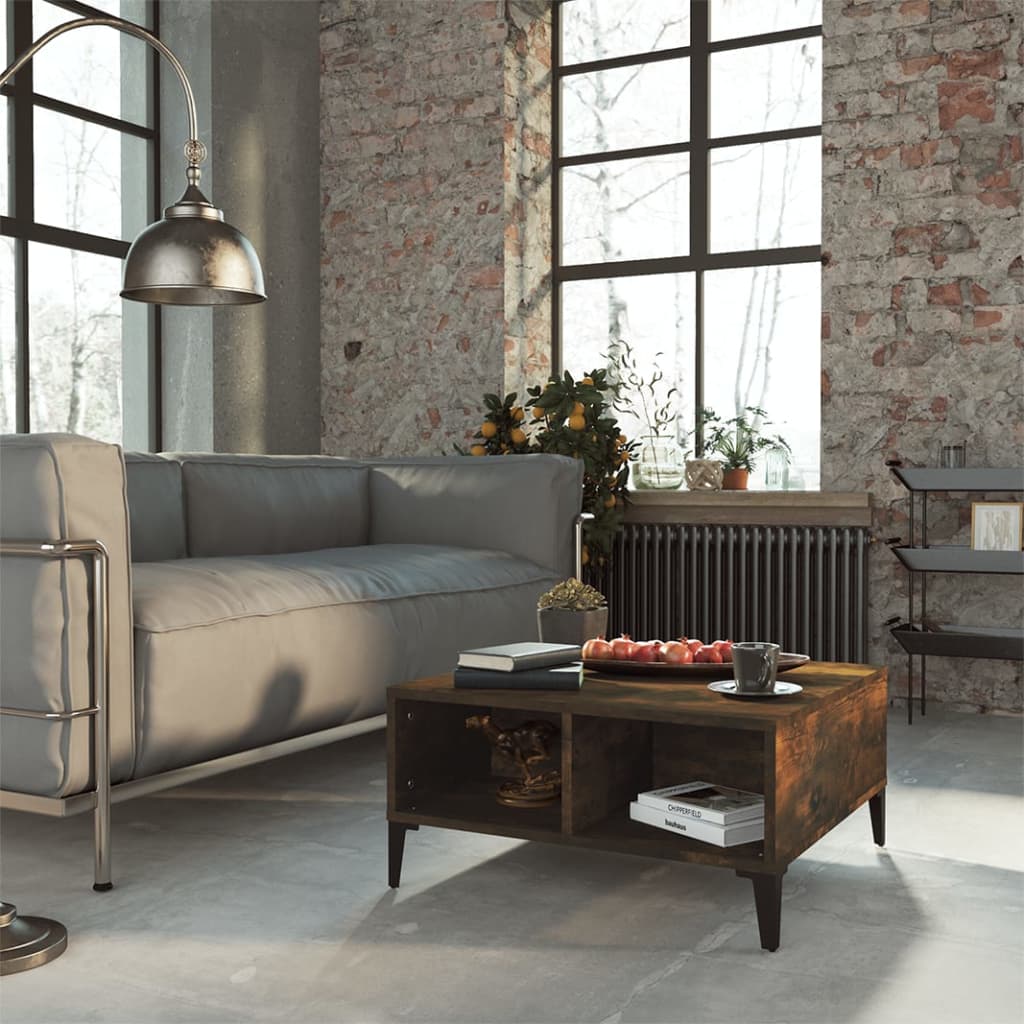 Tavolino da Salotto-Tavolino da soggiorno-Tavolo Rovere Fumo 60x60x30 cm in Truciolato