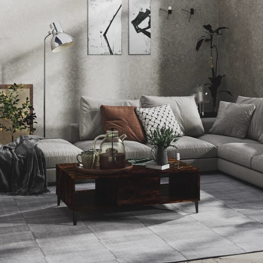 Tavolino da Salotto-Tavolino da soggiorno-Tavolo Rovere Fumo 103,5x60x35cm in Truciolato