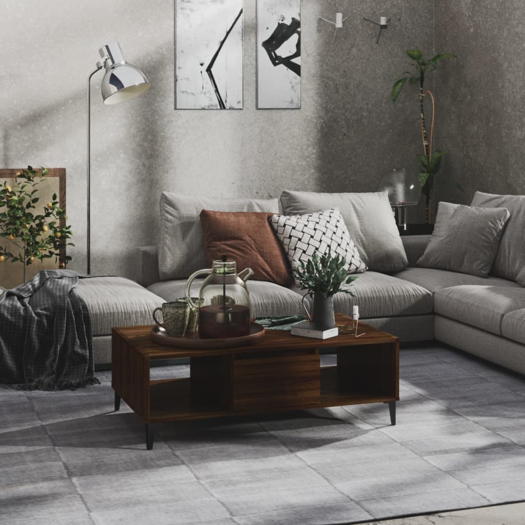 Tavolino da Salotto Rovere Marrone 103,5x60x35cm in Truciolato cod mxl 17033