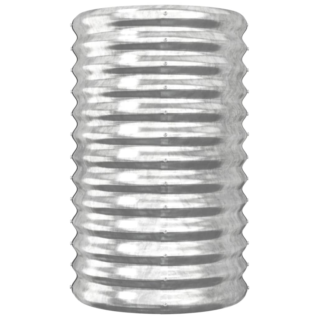 Vassoio per fioriera aiuola rialzata piante fiori terrazza giardino giardino acciaio verniciato a polvere 40 x 40 x 68 cm Argento Argento 02_0038576