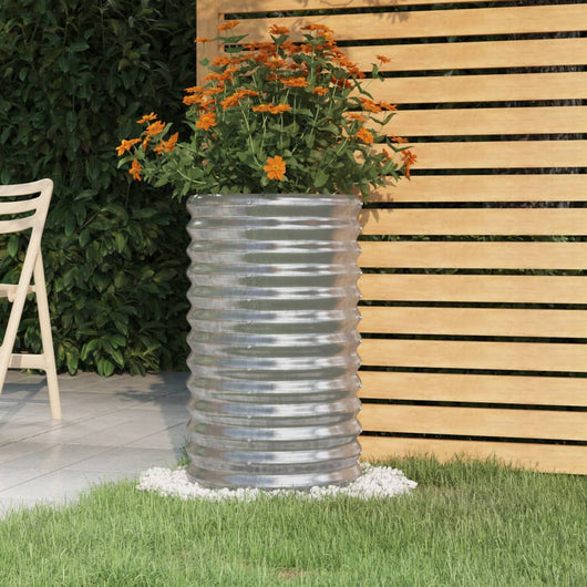 Vaso Giardino Acciaio Zincato-Fioriera da Esterno-Contenitore per Piante 40x40x68 cm Argento