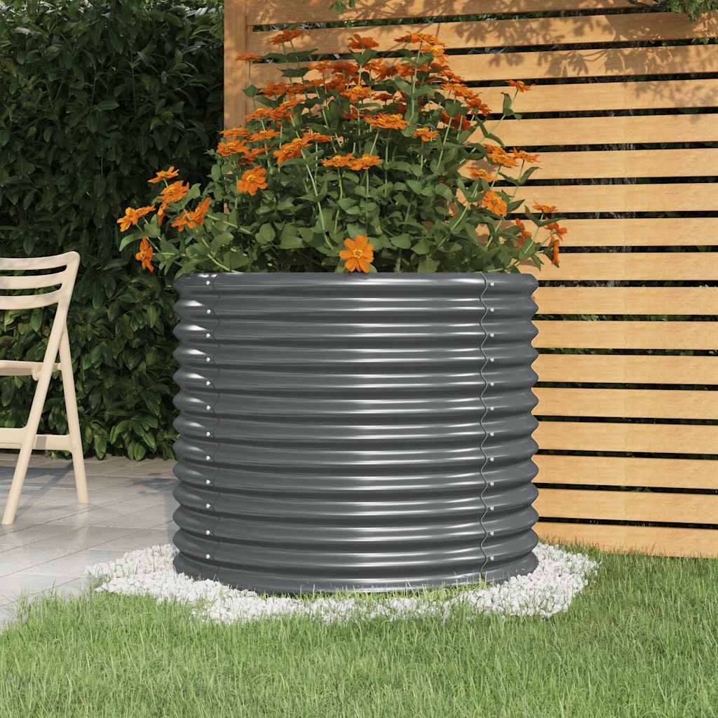 Vaso Giardino Acciaio Verniciato Polvere 80x80x68 cm Antracite
