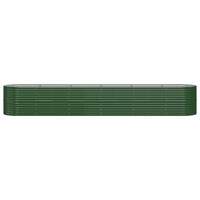 Vaso per fioriera aiuola rialzata piante fiori terrazza giardino giardino acciaio verniciato a polvere 440 x 80 x 68 cm verde 02_0039655