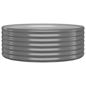 Vassoio per fioriera aiuola rialzata piante fiori terrazza giardino giardino acciaio verniciato a polvere 100 x 100 x 36 cm grigio 02_0039568