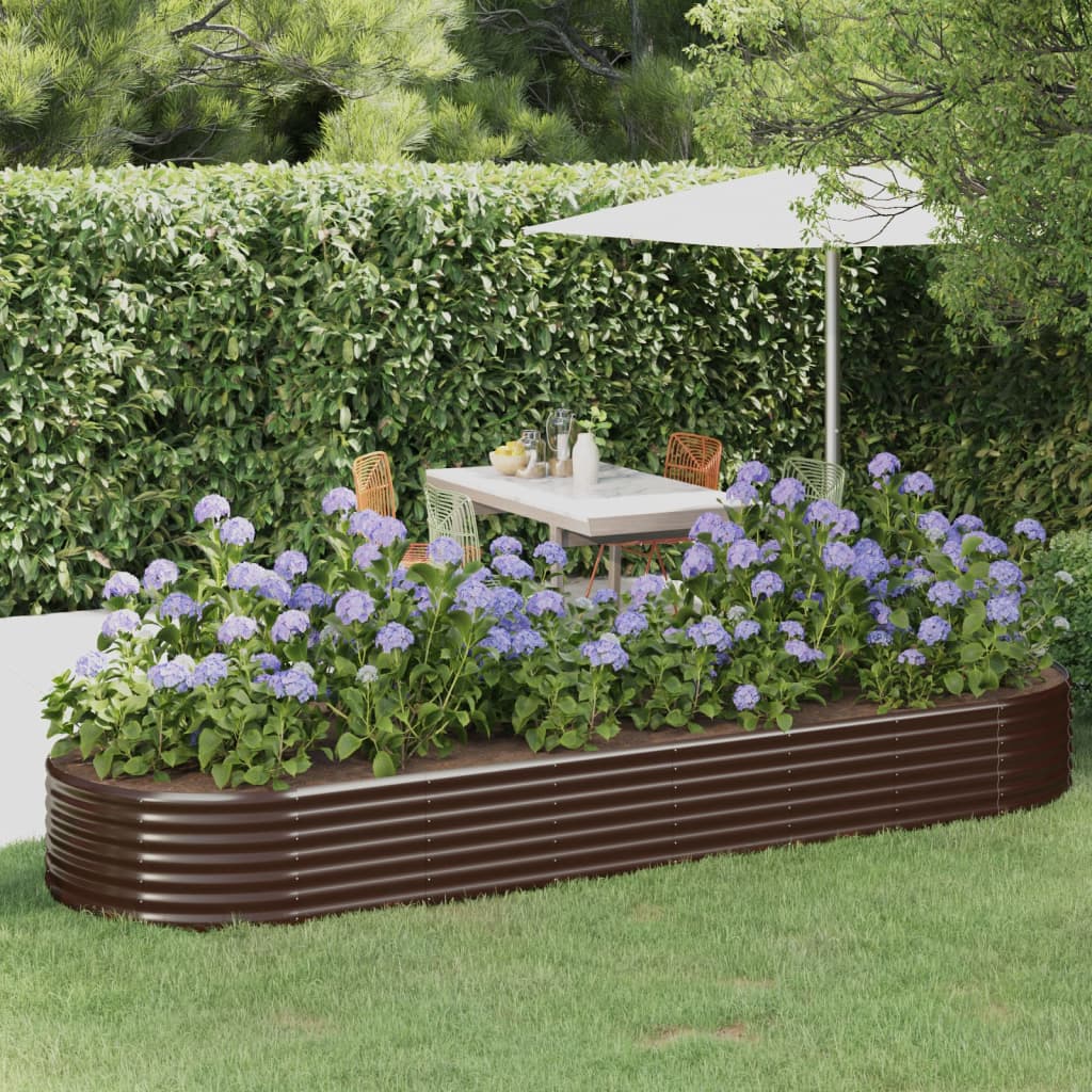 Letto Giardino Acciaio Verniciato Polvere 322x100x36 cm Marrone