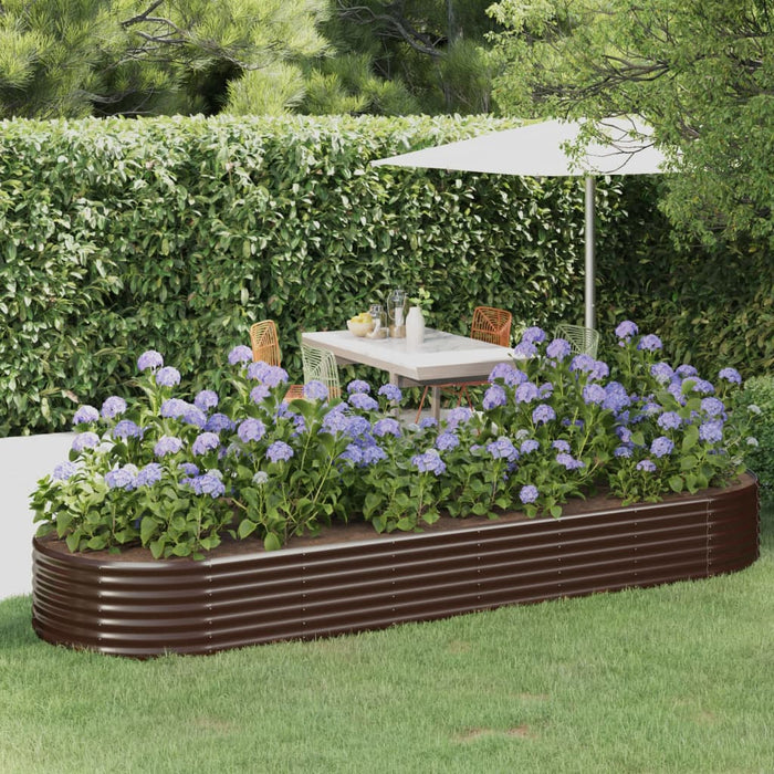 Letto Giardino Acciaio Verniciato Polvere 322x100x36 cm Marrone