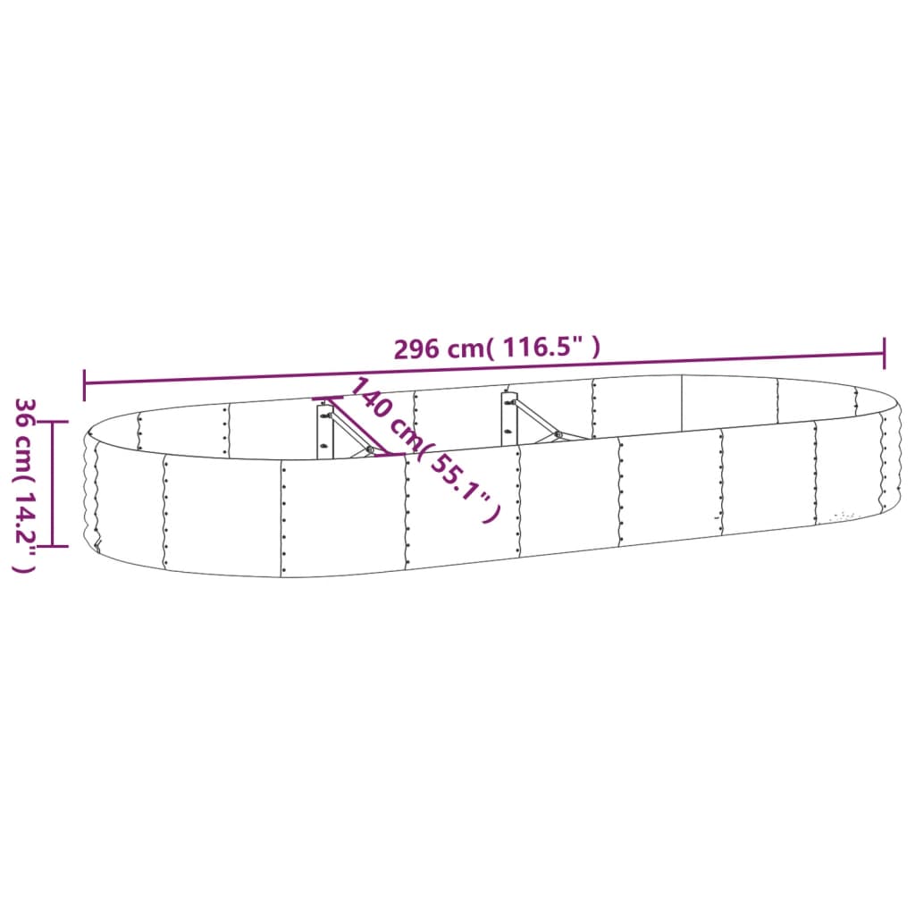 Letto Giardino Acciaio Zincato 296x140x36 cm Marrone 319030