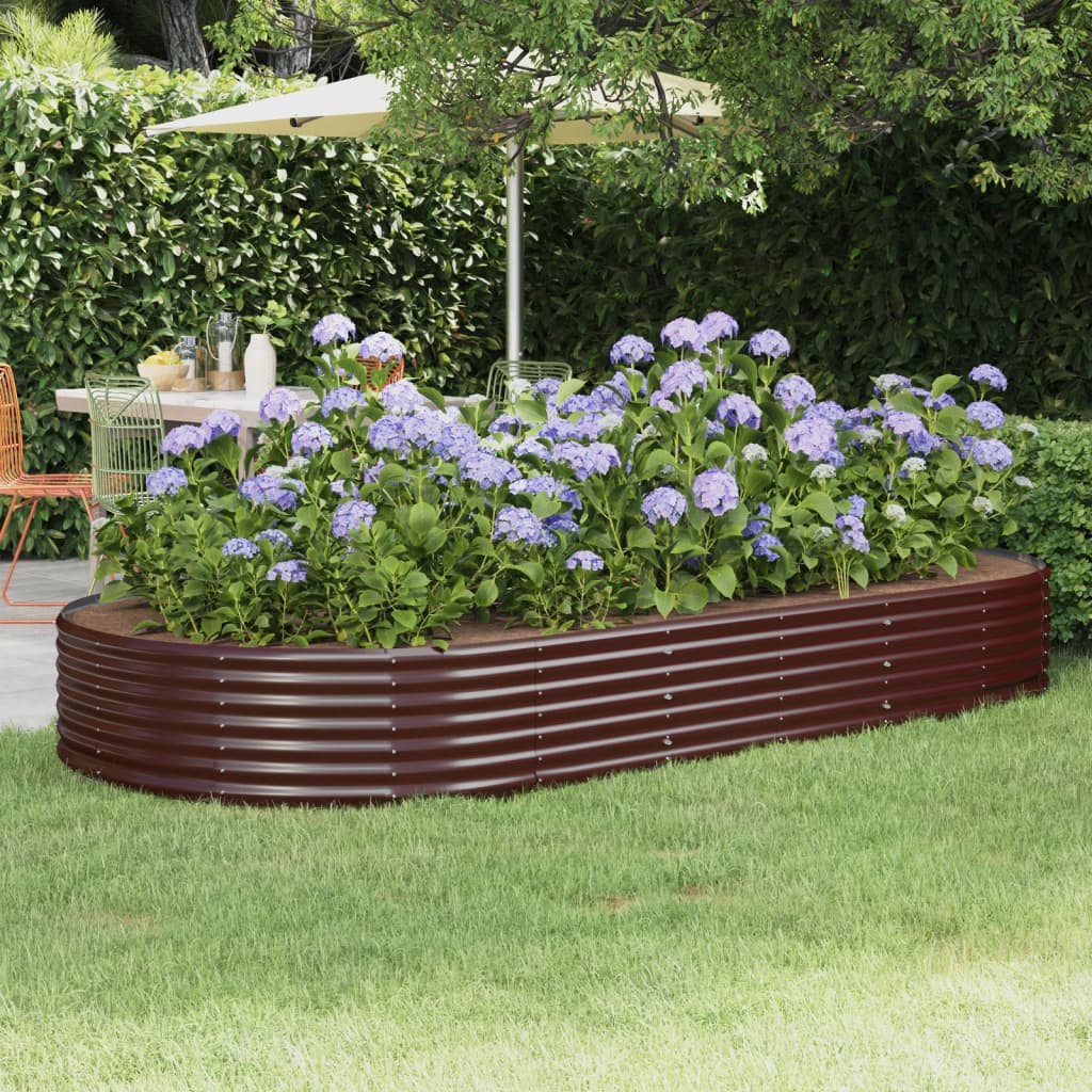 Letto Giardino Acciaio Zincato 296x140x36 cm Marrone 319030