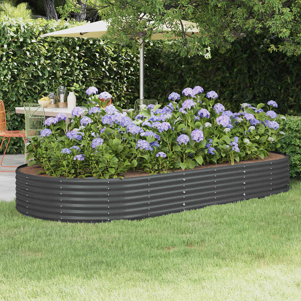 Letto Rialzato da Giardino in Acciaio Zincato 296x140x36 cm Antracite 319031