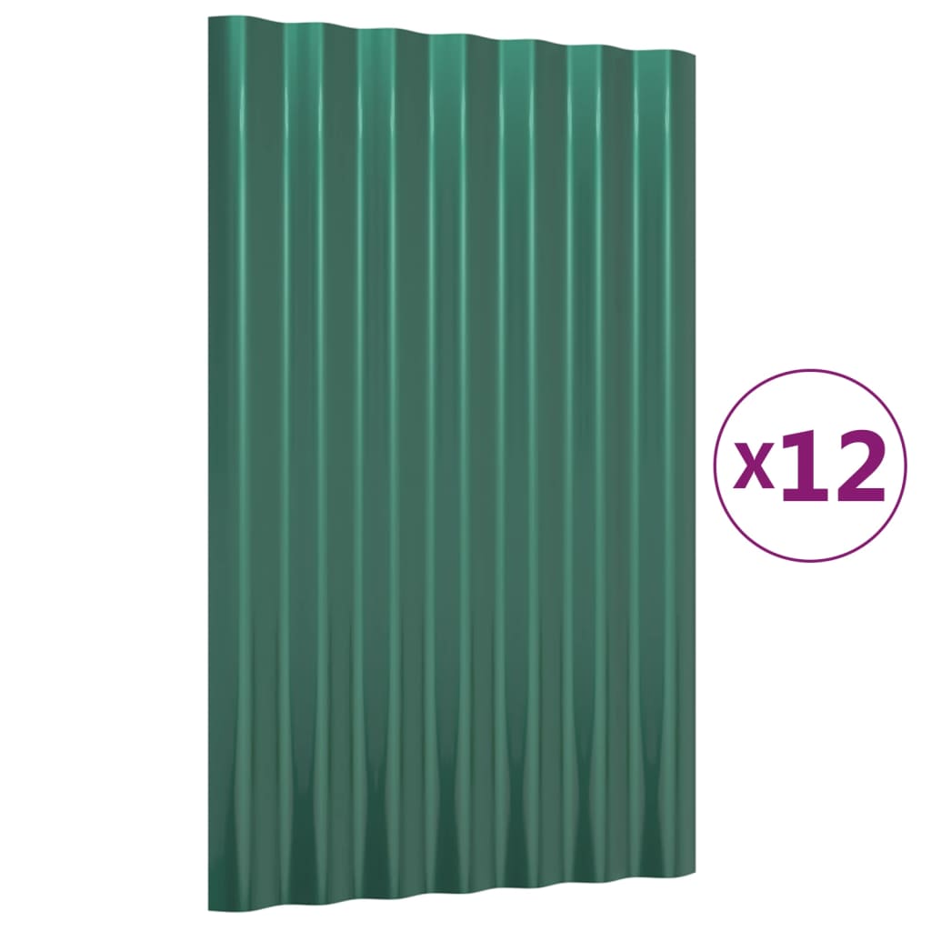 Pannelli Tetto 12pz Acciaio Verniciato a Polvere Verde 60x36 cm cod mxl 68640