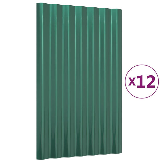 Pannelli Tetto 12pz Acciaio Verniciato a Polvere Verde 60x36 cm cod mxl 68640