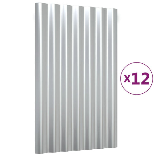 vidaXL Pannelli Tetto 12pz Acciaio Zincato Argento 60x36 cm