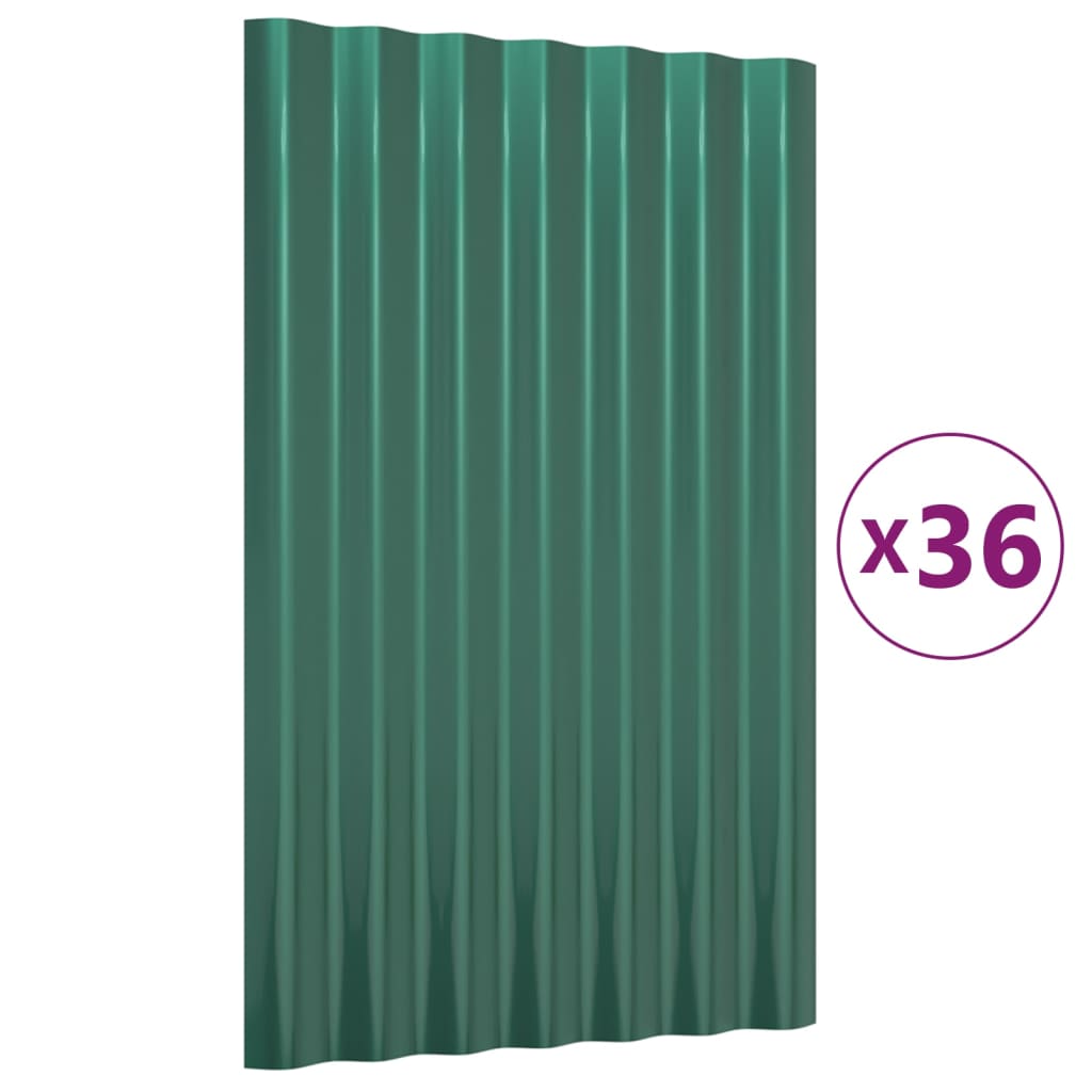 Pannelli Tetto 36pz Acciaio Verniciato a Polvere Verde 60x36 cm cod mxl 58183
