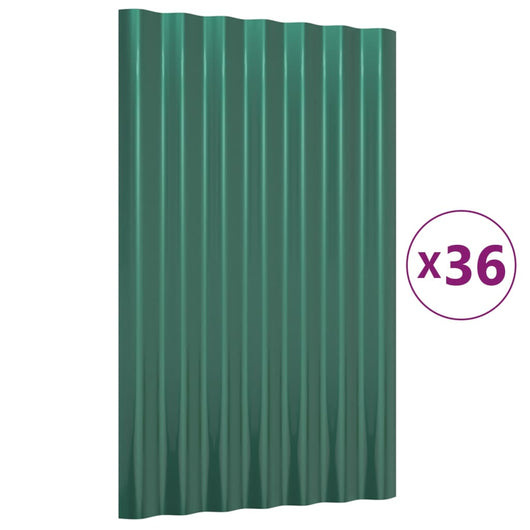 Pannelli Tetto 36pz Acciaio Verniciato a Polvere Verde 60x36 cm cod mxl 58183