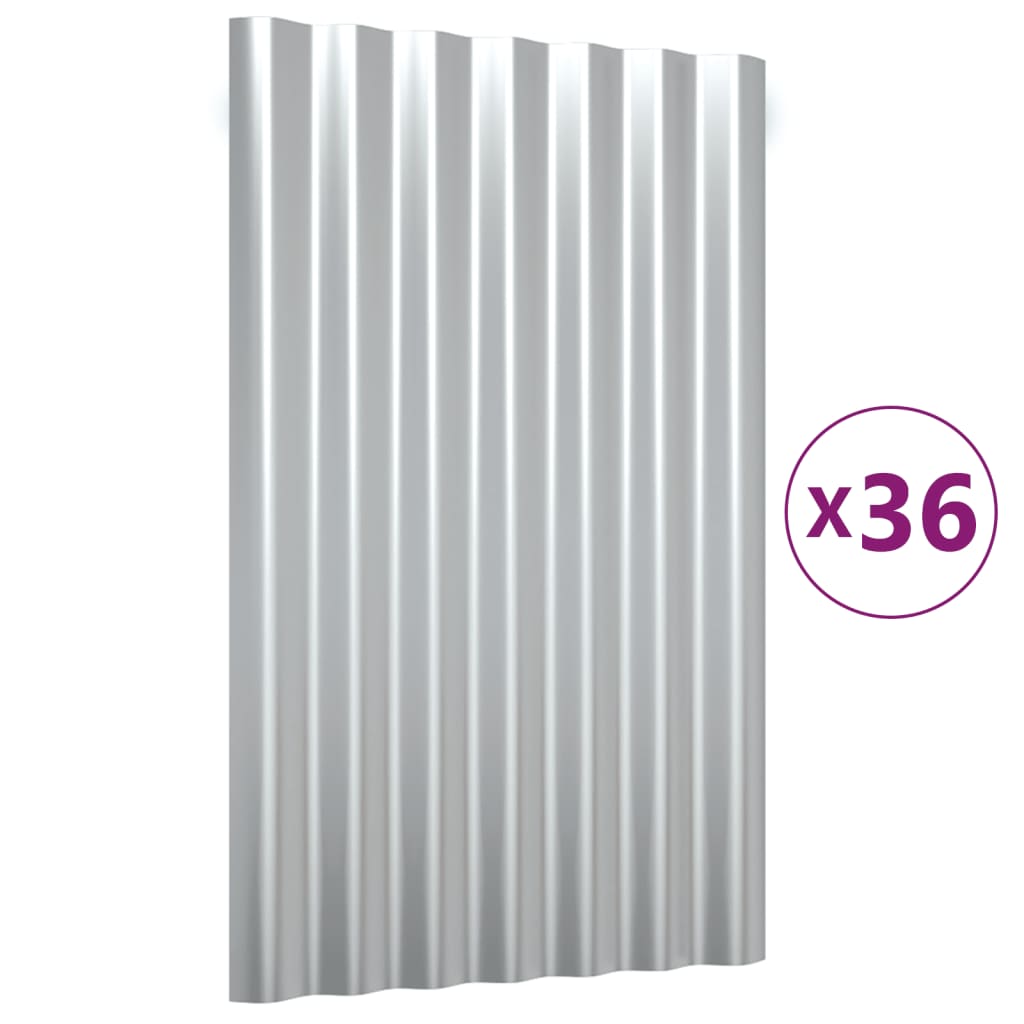 Pannelli Tetto 36pz Acciaio Zincato Argento 60x36 cm 319132