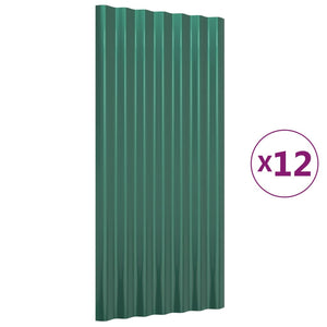 Pannelli Tetto 12pz Acciaio Verniciato a Polvere Verde 80x36 cm cod mxl 72905