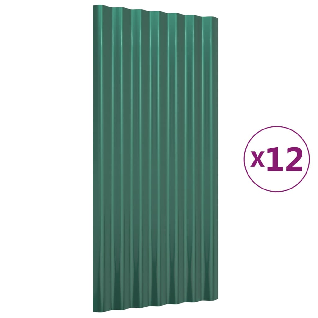 Pannelli Tetto 12pz Acciaio Zincato Verde 80x36 cm 319133