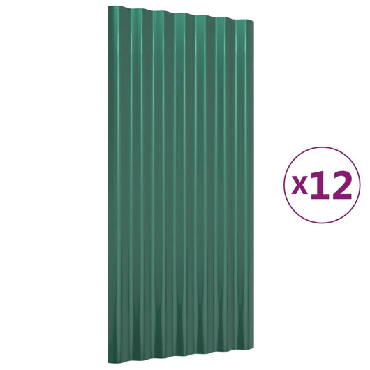 Pannelli Tetto 12pz Acciaio Zincato Verde 80x36 cm 319133