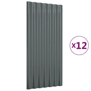 vidaXL Pannelli Tetto 12 pz Acciaio Zincato Antracite 80x36