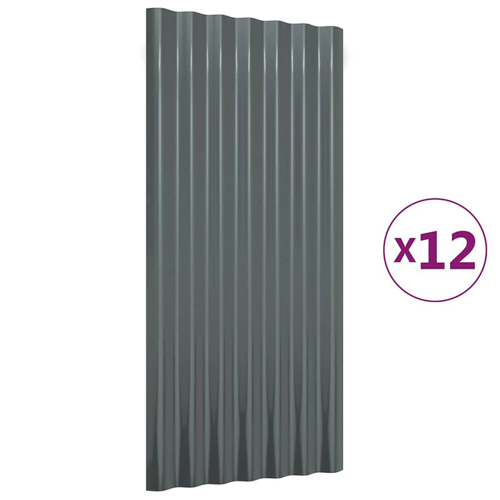 vidaXL Pannelli Tetto 12 pz Acciaio Zincato Antracite 80x36