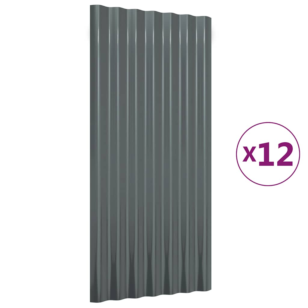 Pannelli Tetto 12 pz Acciaio Verniciato Polvere Antracite 80x36 319136