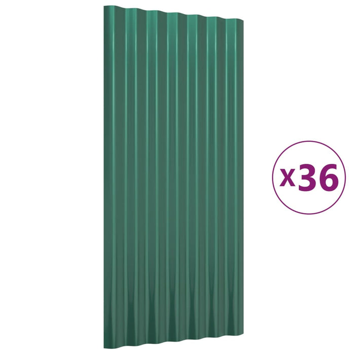 Pannelli Tetto 36pz Acciaio Zincato Verde 80x36 cm 319138