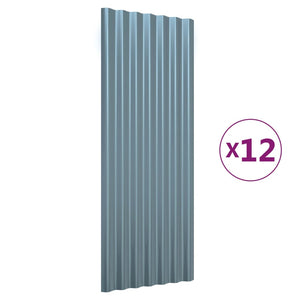 Pannelli Tetto 12pz Acciaio Verniciato a Polvere Grigi 100x36cm cod mxl 72418