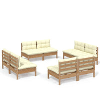 Set Divani da Giardino 8 pz con Cuscini Crema in Legno di Pino cod mxl 41250