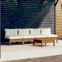 Set Salotto da Giardino 5pz con Cuscini Crema in Legno di Pino 3096133