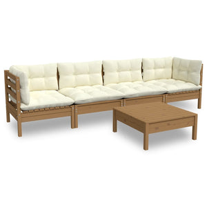 Set Divani da Giardino 5 pz con Cuscini Legno Massello di Pino cod mxl 71811