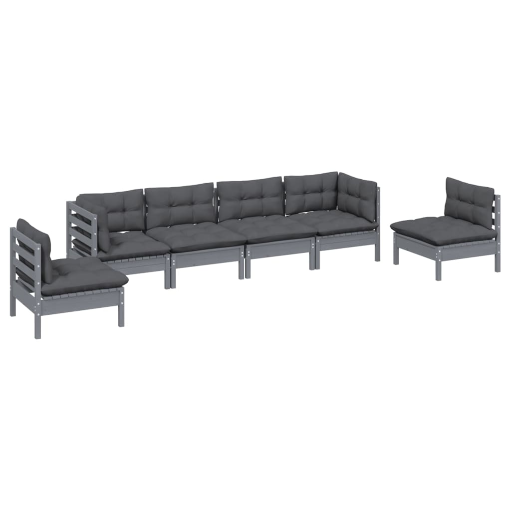 Set Salotto da Giardino 6 pz con Cuscini Legno Massello di Pino 3096198