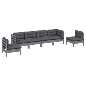 Set Salotto da Giardino 6 pz con Cuscini Legno Massello di Pino 3096198