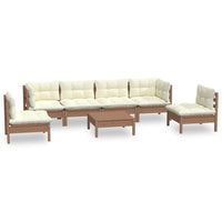 Set Divani da Giardino 7 pz con Cuscini Legno Massello di Pino cod mxl 71818