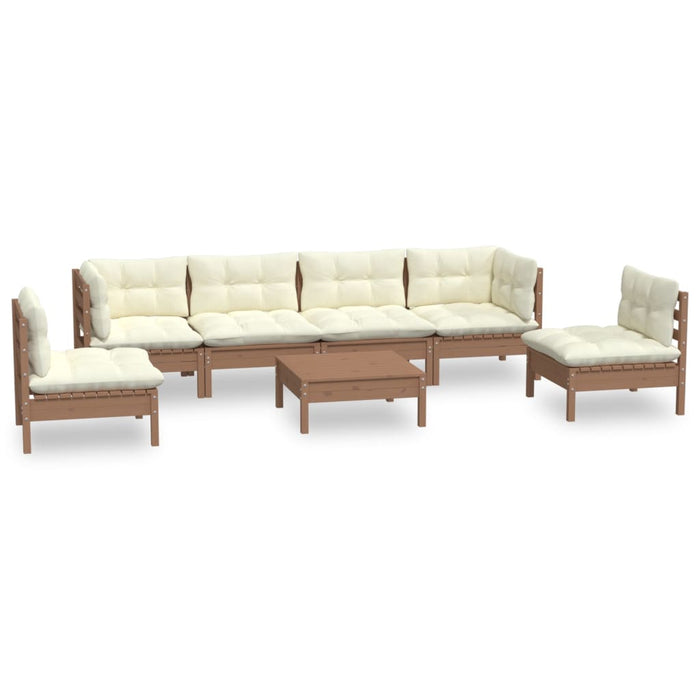 Set Divani da Giardino 7 pz con Cuscini Legno Massello di Pino cod mxl 71818