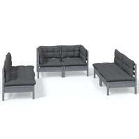 Set Salotto da Giardino 6 pz con Cuscini Legno Massello di Pino 3096210