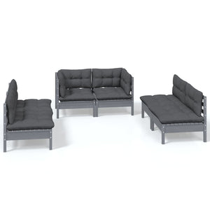 Set Salotto da Giardino 6 pz con Cuscini Legno Massello di Pino 3096210