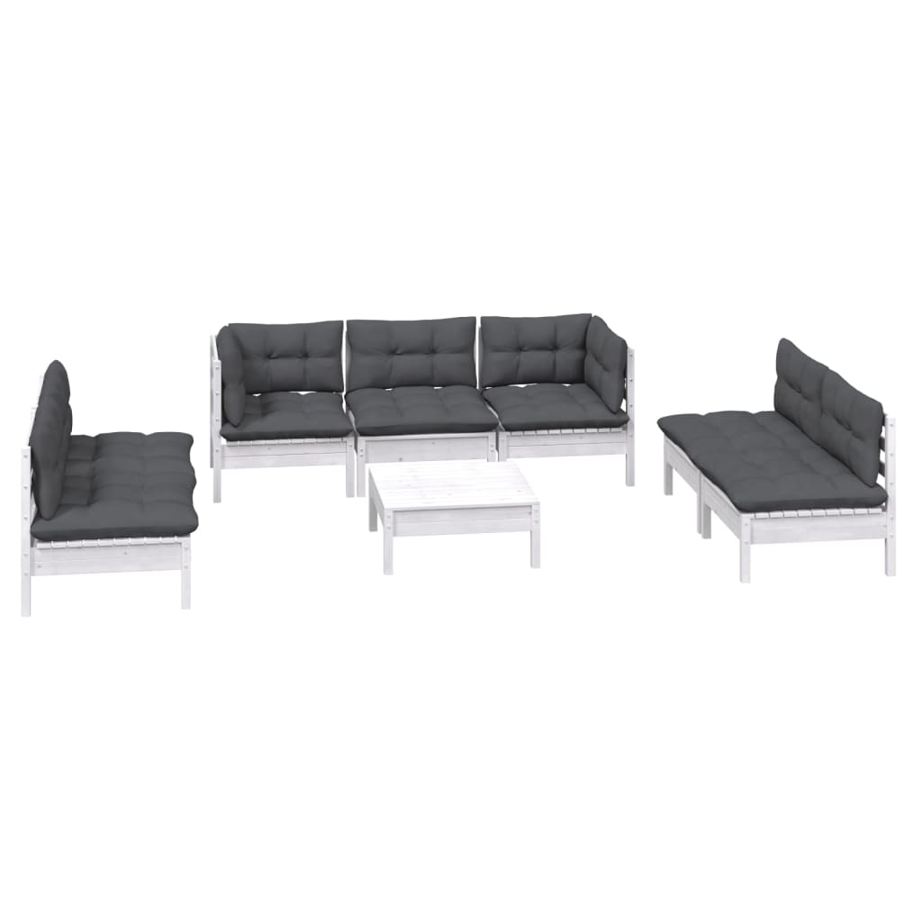 Set Divani da Giardino 8 pz con Cuscini Legno Massello di Pino 3096227