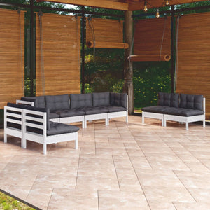 Set Salotto da Giardino con Cuscini 8 pz Legno Massello di Pino 3096233