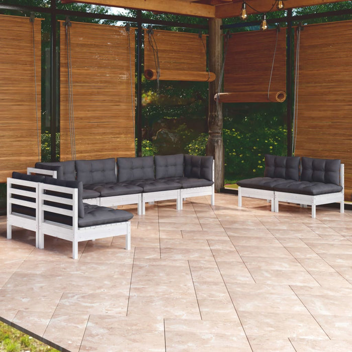 Set Salotto da Giardino con Cuscini 8 pz Legno Massello di Pino 3096233