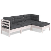 Set Divani da Giardino 4 pz con Cuscini Bianchi Legno di Pino cod mxl 44801