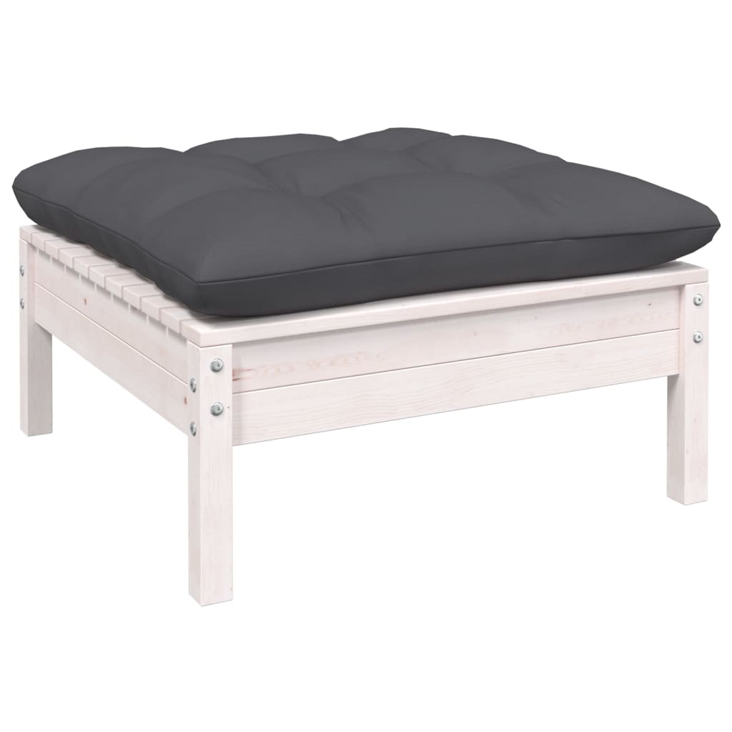 Set Divani da Giardino 4 pz con Cuscini Bianchi Legno di Pino 3096347