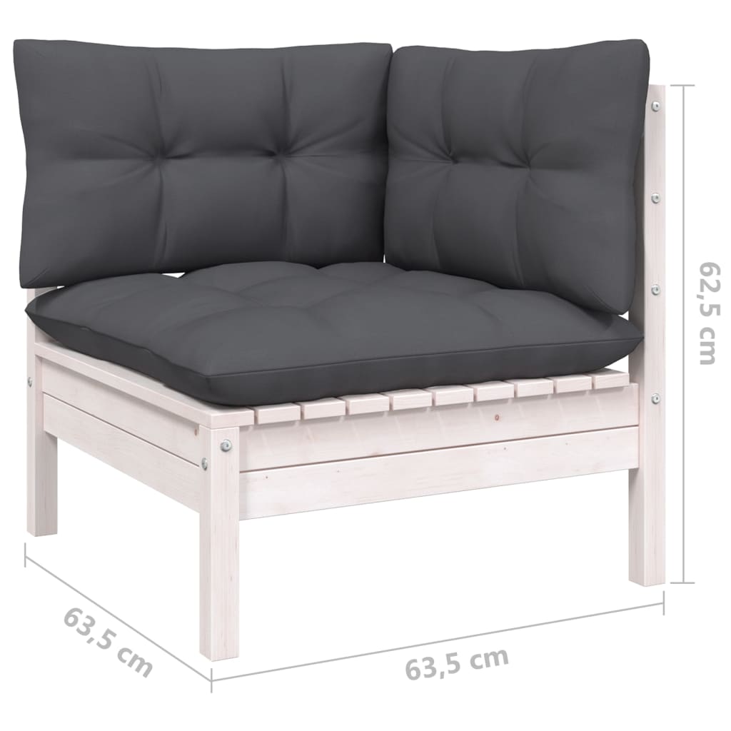 Set Divani da Giardino 4 pz con Cuscini Bianchi Legno di Pino 3096347