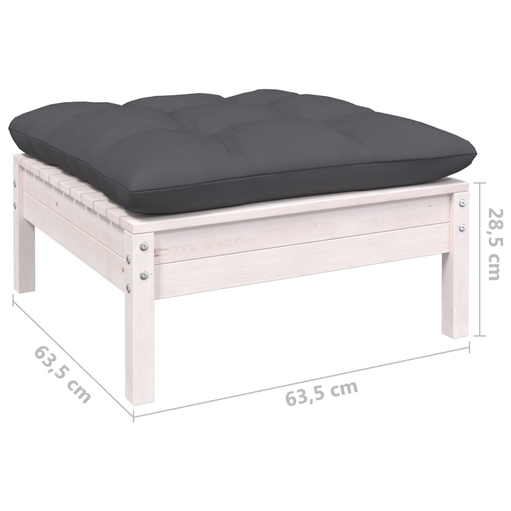 Set Divani da Giardino 4 pz con Cuscini Bianchi Legno di Pino 3096347